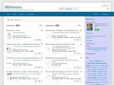 Ein Screenshot des Bookmarking Systems BibSonomy